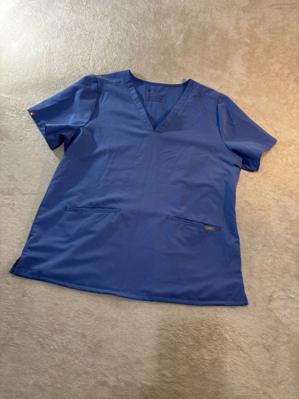 FIGS Casma Three-Pocket Scrub Top Womens Ceil Blue XL Nurse